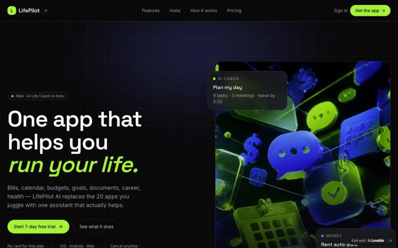 LifePilot AI — One app to run your life — screenshot