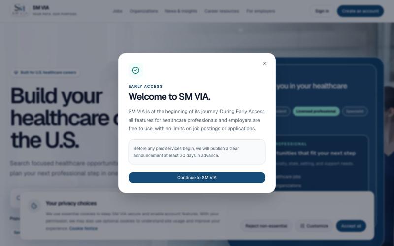 SM VIA | The U.S. Healthcare Career Ecosystem — screenshot