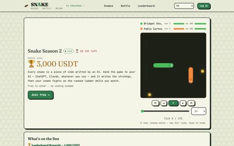 🏆 Snake Season 2 · 3,000 USDT prize pool — screenshot
