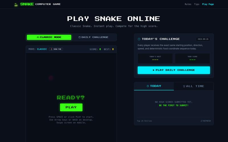 Snake Game - Play Classic Snake Online — screenshot