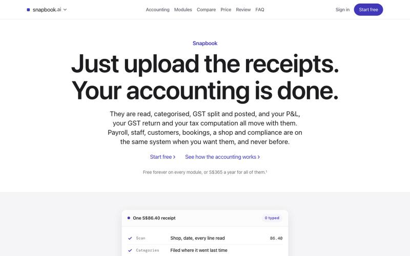 Accounting, GST & Back Office Software for Singapore | Snapbook — screenshot