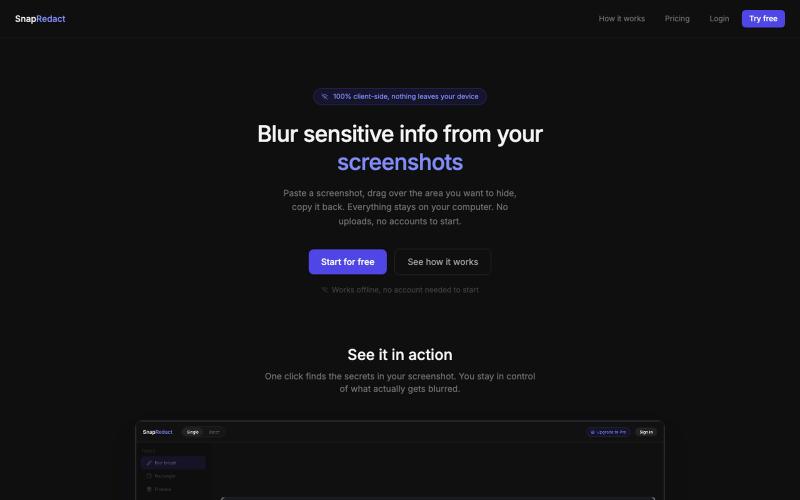 SnapRedact: Blur sensitive info from screenshots — screenshot