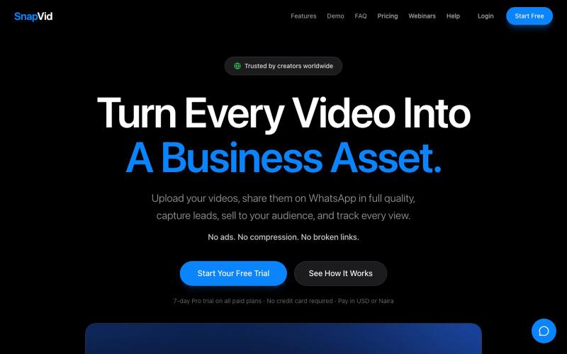 SnapVid - Video Platform for African Creators | Host, Share & Sell Videos | Snap — screenshot