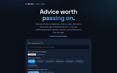 Mentor — group advice walls for professionals | snark.video — screenshot