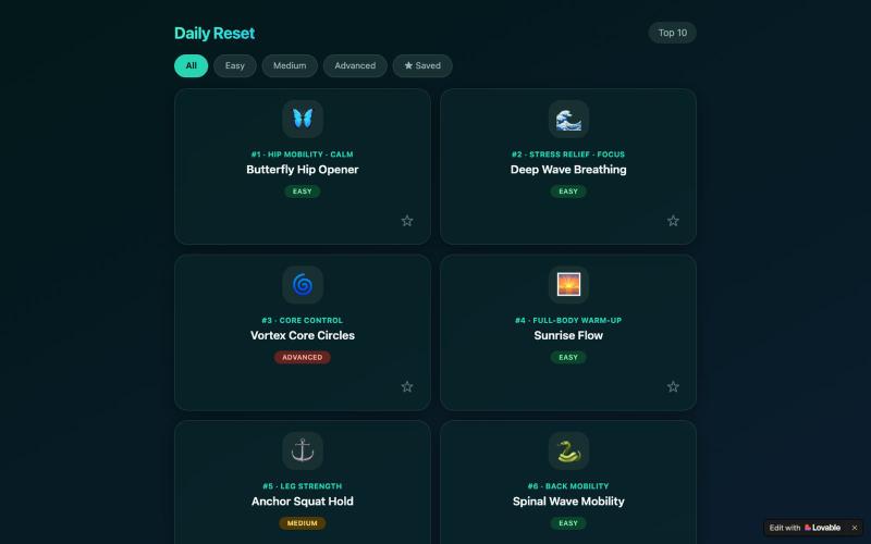 Daily Reset — Top 10 Wellness Routines — screenshot