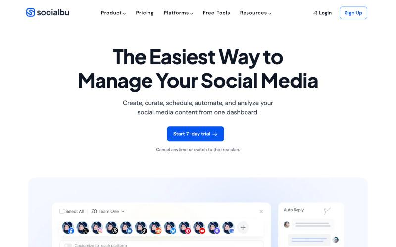 SocialBu - Social Media Management Tool for Creators, Businesses, and Teams — screenshot