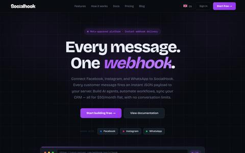 SocialHook — Facebook, Instagram & WhatsApp Webhooks — screenshot