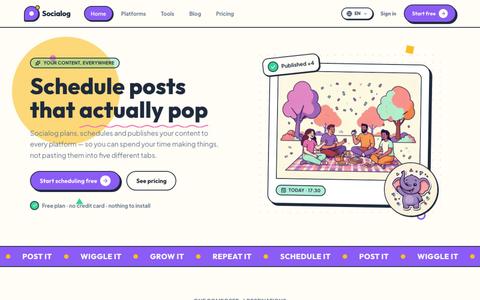 Socialog β schedule social posts that actually pop β screenshot