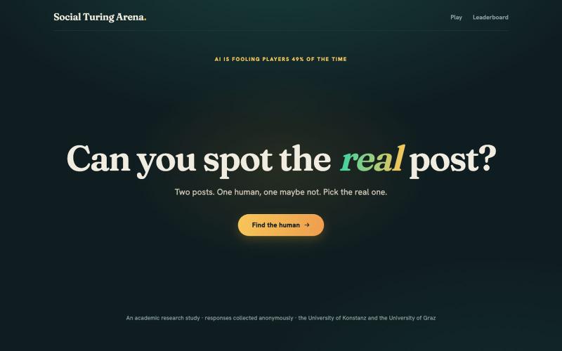 Social Turing Arena — screenshot
