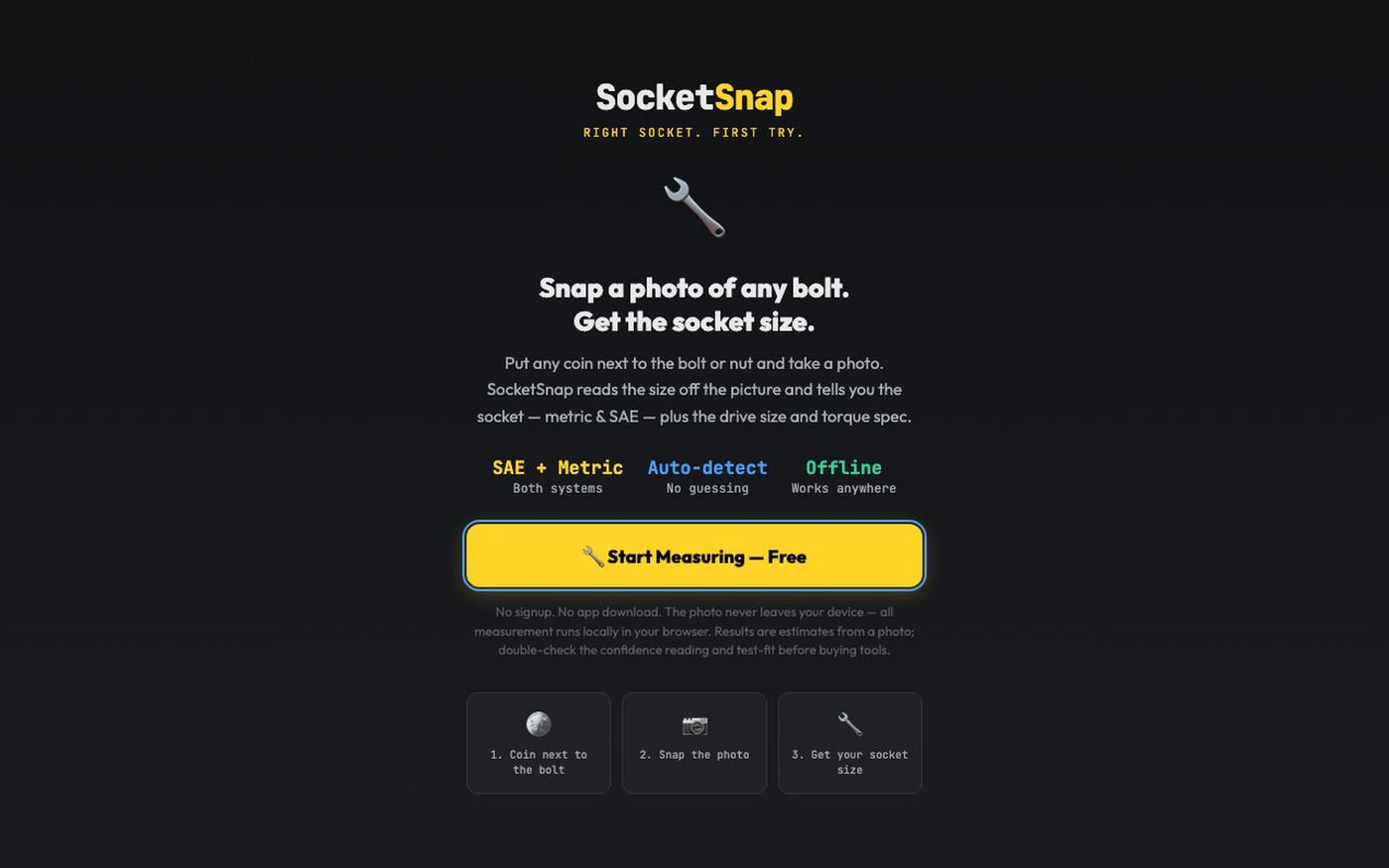 SocketSnap — Snap a Photo, Get the Right Socket Size — screenshot