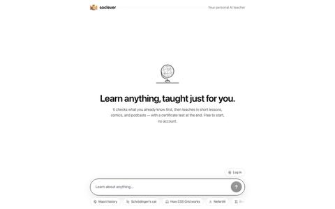 soclever — the AI tutor that builds a full course on any topic — screenshot