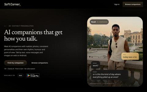 AI Companions That Get How You Talk | Soft Corner — screenshot