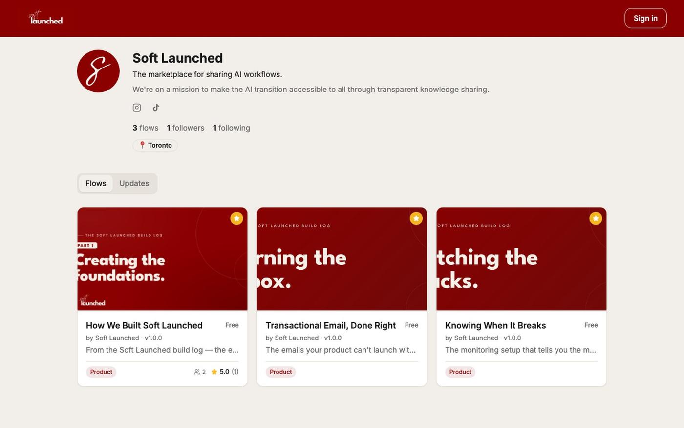 Soft Launched — Find & share AI workflows — screenshot