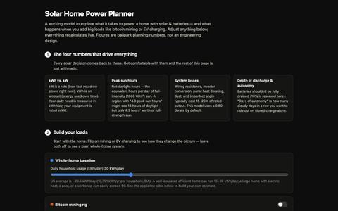 Solar Home Power Planner - size a home solar + battery system — screenshot