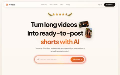 Solis AI · Turn long videos into ready-to-post shorts — screenshot