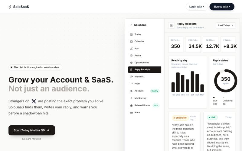 Distribution Engine for Solo Founders | SoloSaaS — screenshot