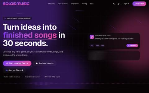 Solos Music - Turn ideas into finished songs in 30 seconds — screenshot