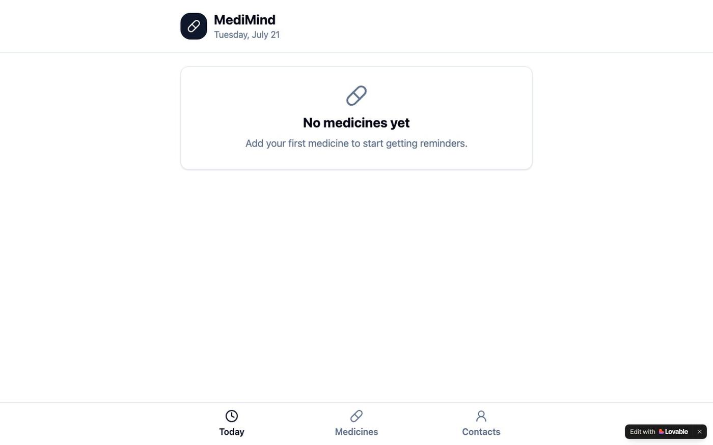 MediMind — Simple Medication Reminders for Seniors — screenshot