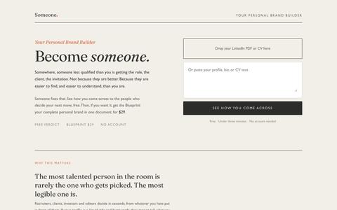 Someone. Your Personal Brand Builder — screenshot