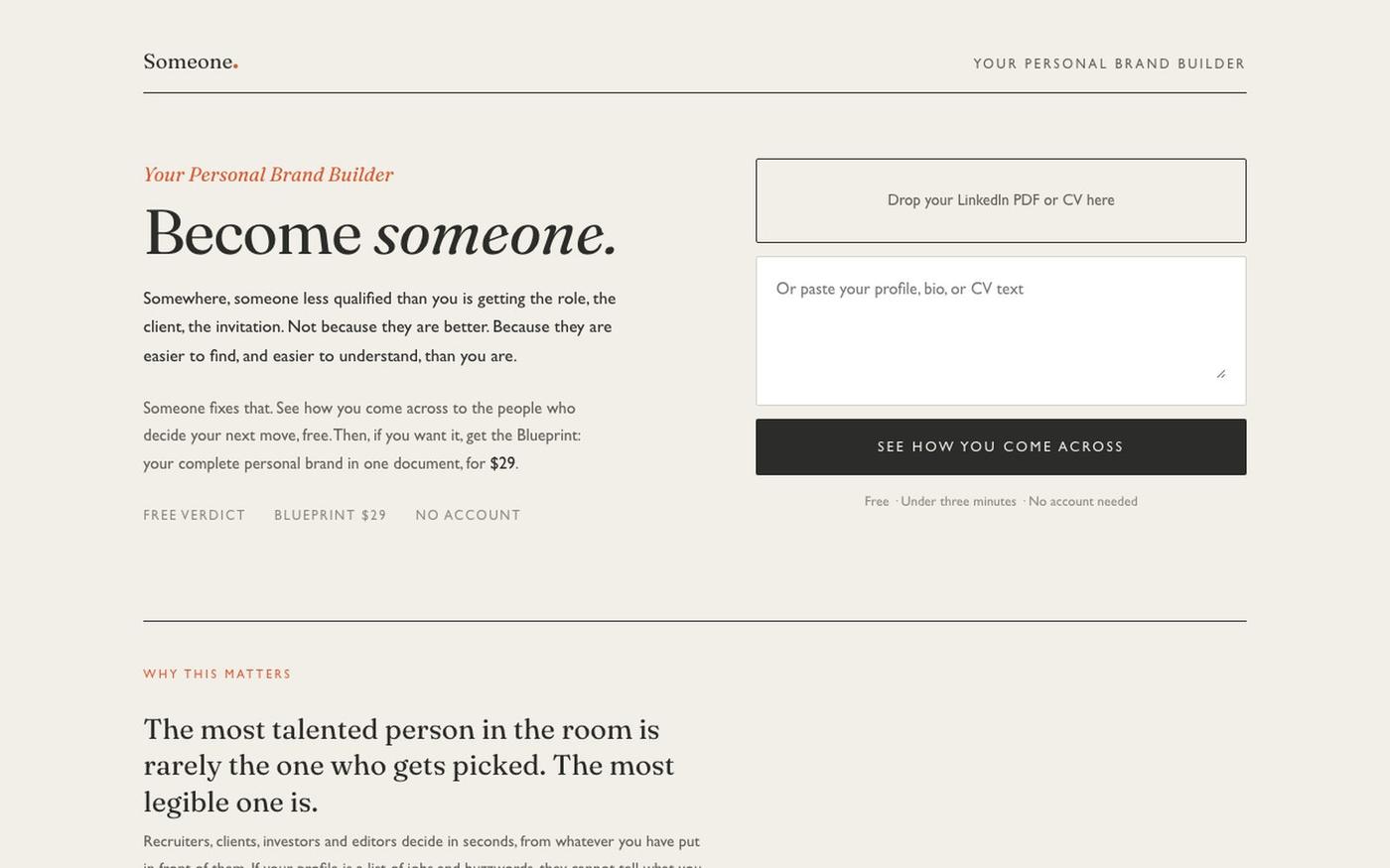 Someone. Your Personal Brand Builder — screenshot