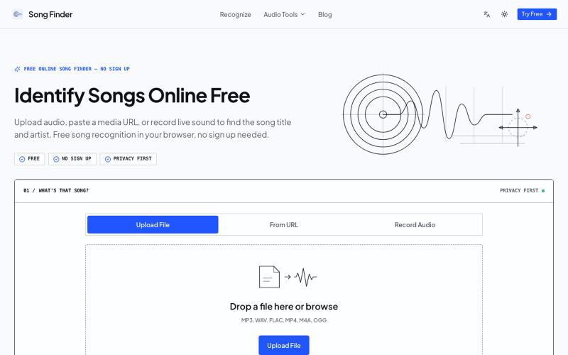 Free Song Finder: Identify Any Song from Audio, No Sign-Up — screenshot