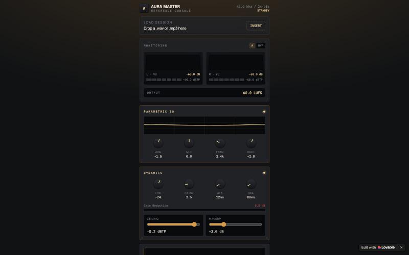 Aura Master — Reference Mastering Console — screenshot