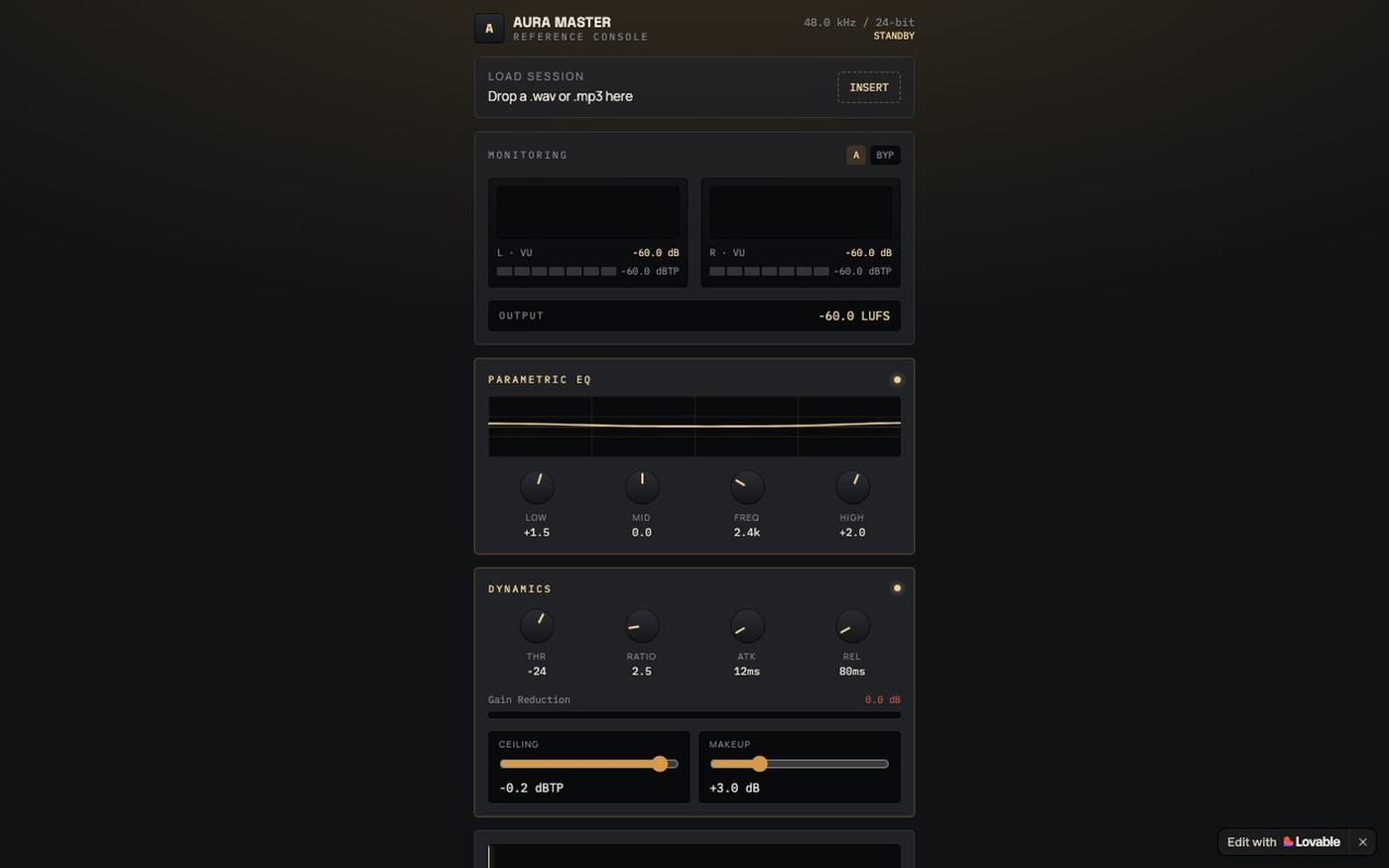 Aura Master — Reference Mastering Console — screenshot