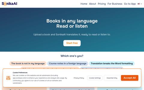 SonikaAI — books in any language: read or listen — screenshot