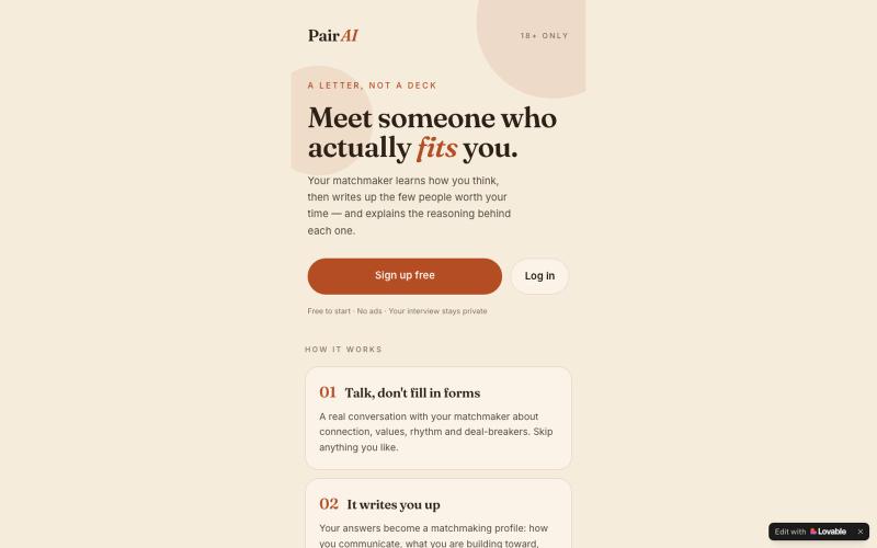 PairAI — Meet someone who actually fits you — screenshot