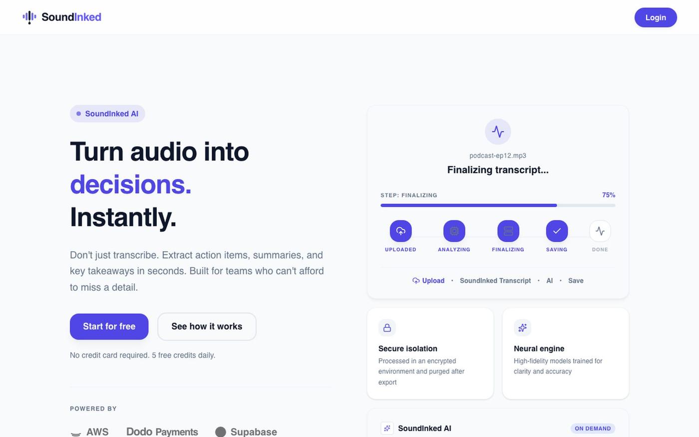 SoundInked — AI Transcription & Voice Tools — screenshot