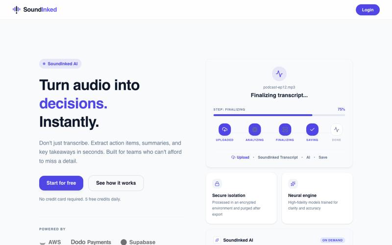 SoundInked — AI Transcription & Voice Tools — screenshot