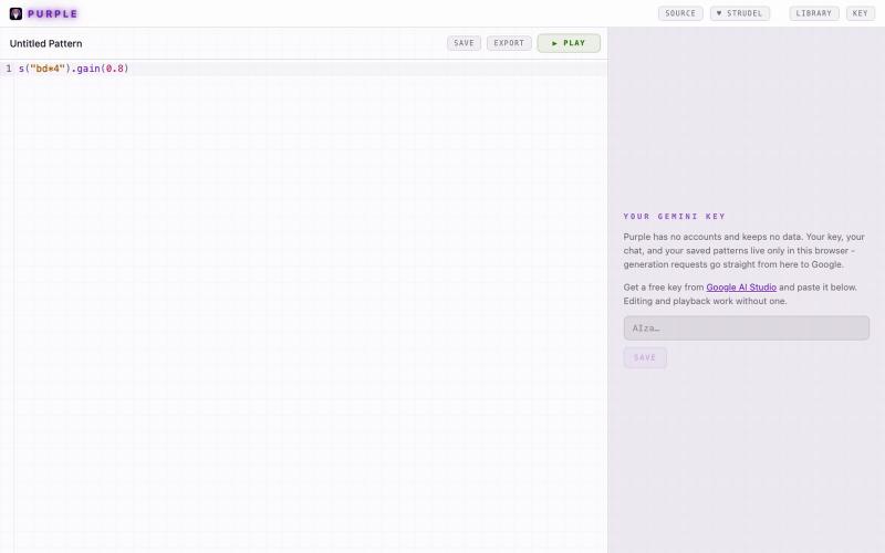 Purple - AI music production — screenshot