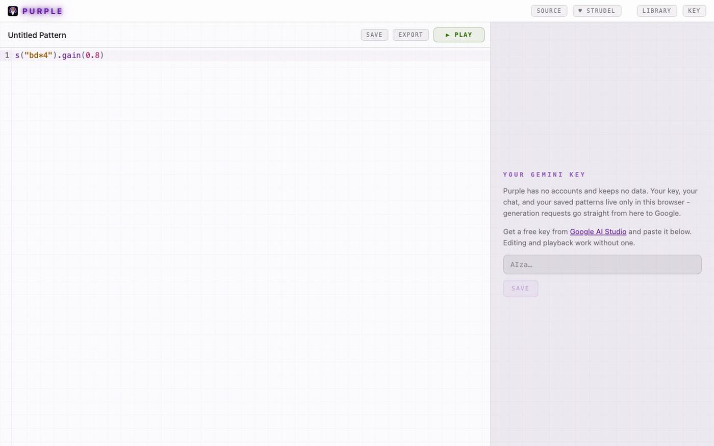 Purple - AI music production — screenshot