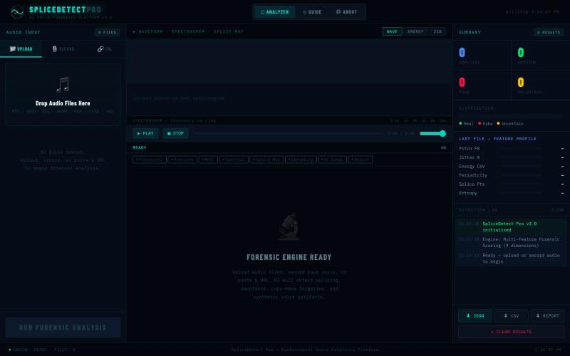 SpliceDetect Pro — AI Voice Forensics — screenshot