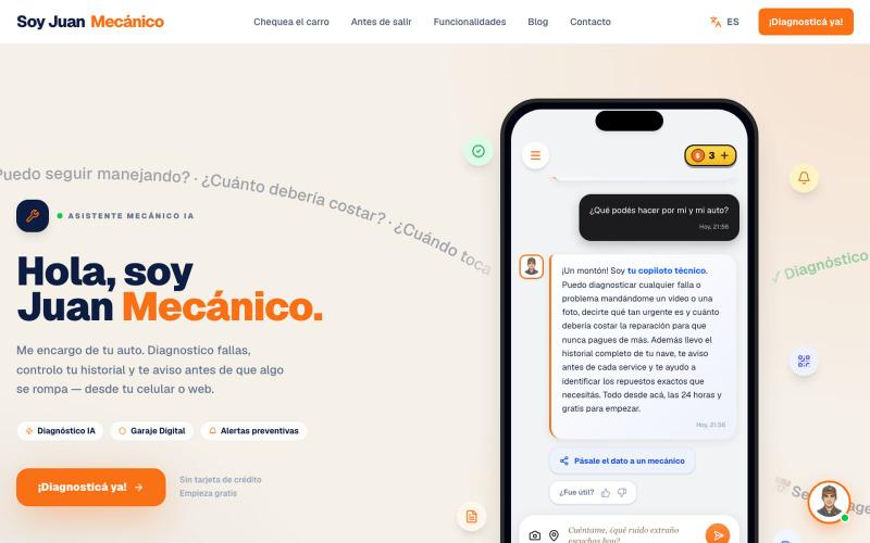 Asistente Mecánico IA para tu carro | Soy Juan Mecánico — screenshot