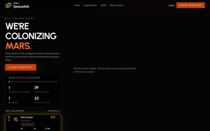 SpaceAds — Put Your Brand in Space — screenshot