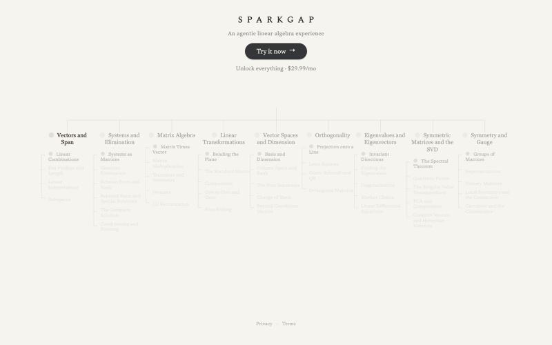 SparkGap — A living knowledge map — screenshot