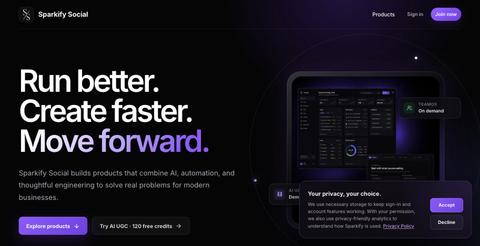 Sparkify Social Products | TeamOS & AI UGC — screenshot