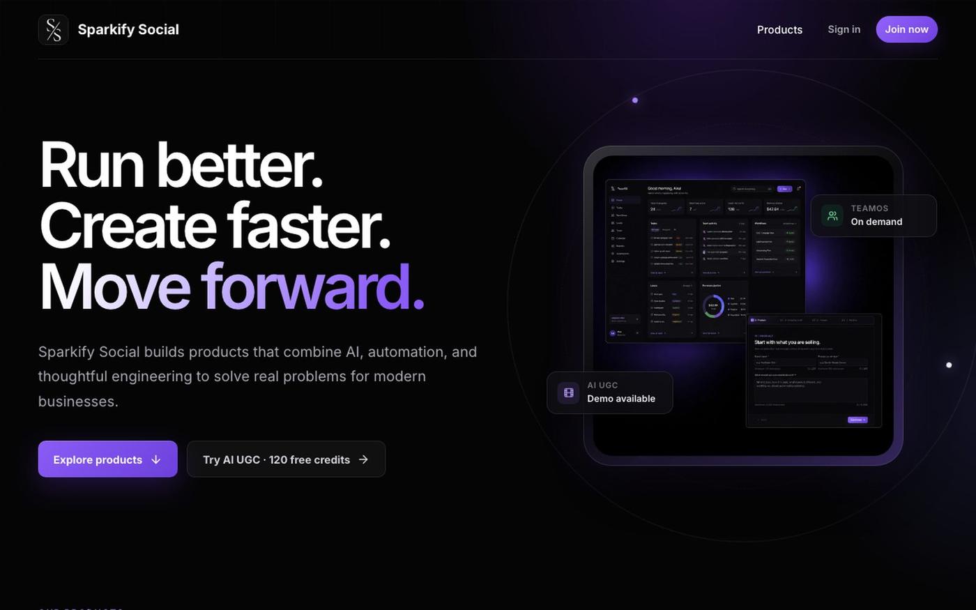 Sparkify Social Products | TeamOS & AI UGC — screenshot