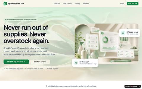 SparkleSense Pro — AI Inventory Management for Cleaning Businesses — screenshot