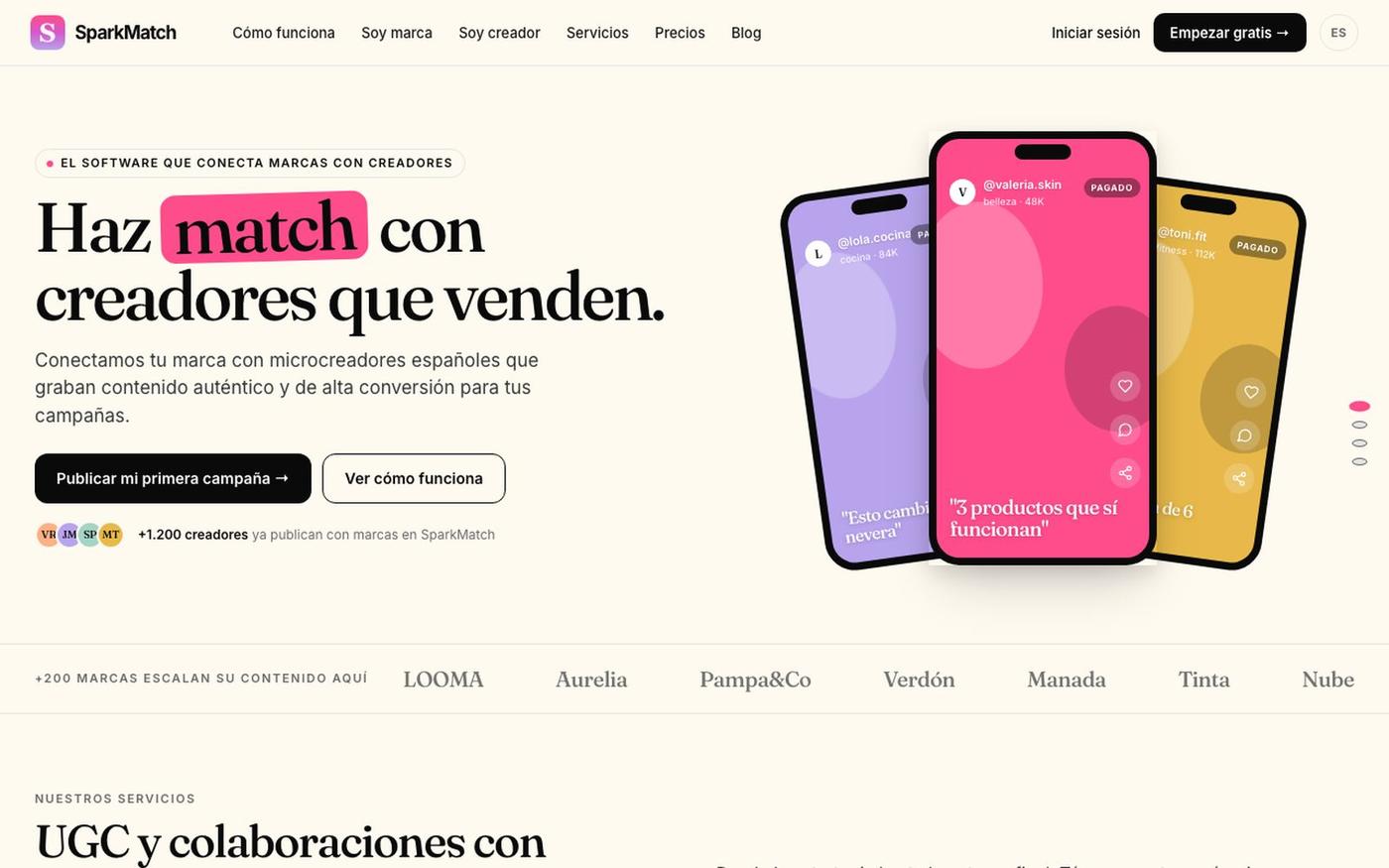 SparkMatch · Conecta tu marca con creadores de Instagram — screenshot