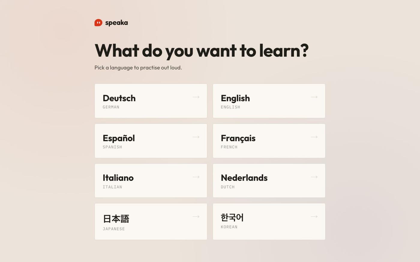 Speaka — Speak a new language, out loud — screenshot