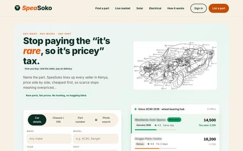 SpeaSoko | Every car part in Kenya, every price side by side — screenshot