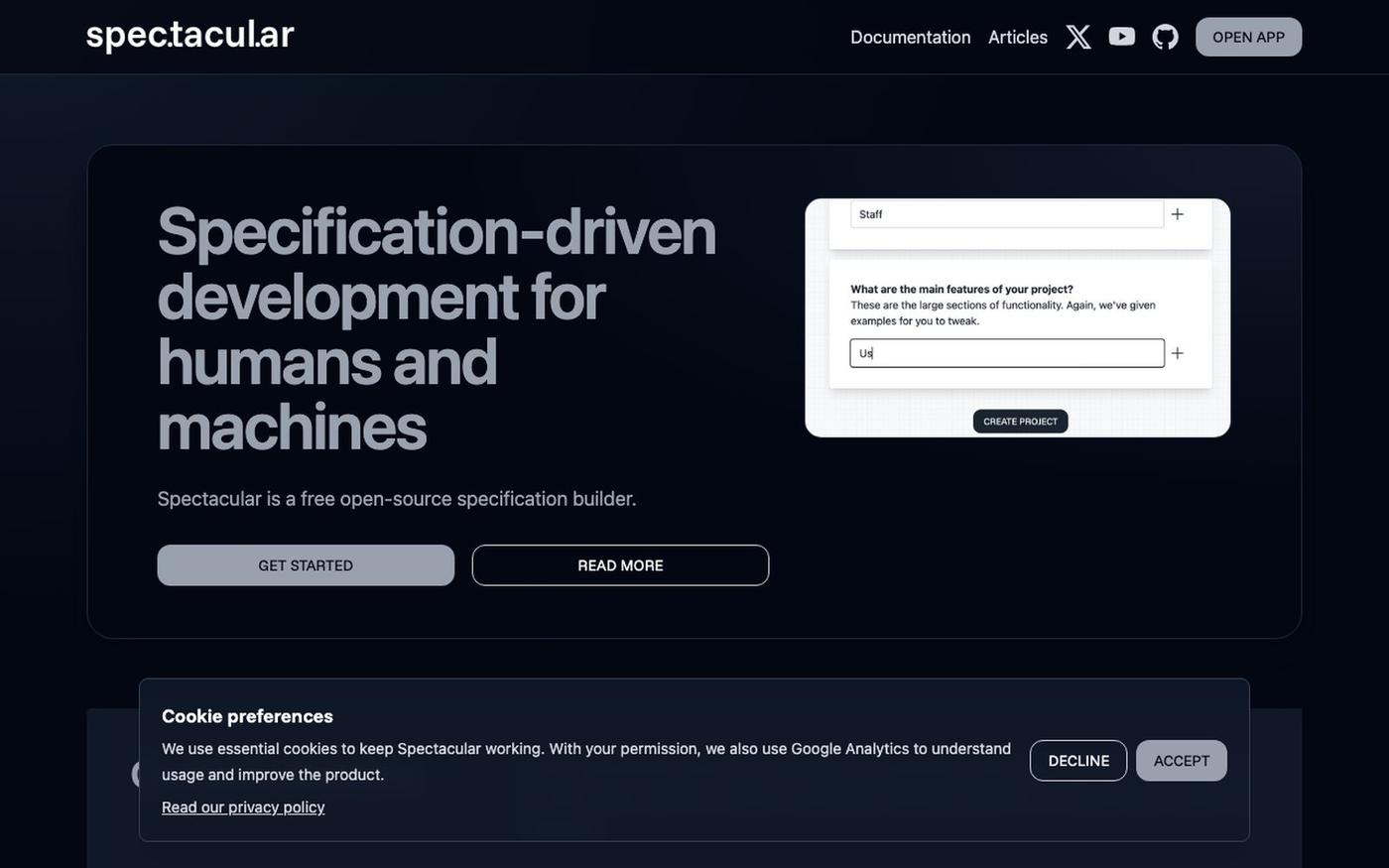 Spectacular - Free Open Source Specification Builder - Spectacular — screenshot