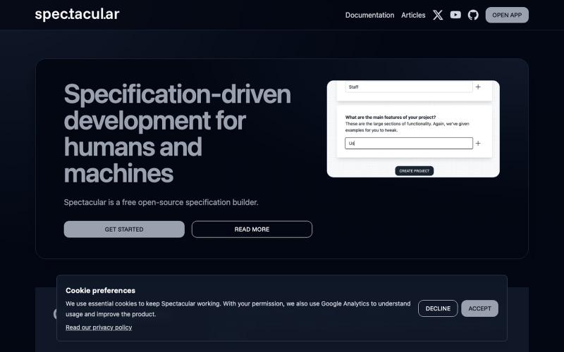 Spectacular - Free Open Source Specification Builder - Spectacular — screenshot
