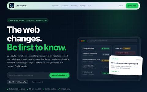 Speccyfox — Website Change Monitoring & Alerts | Track Any Page Automatically — screenshot