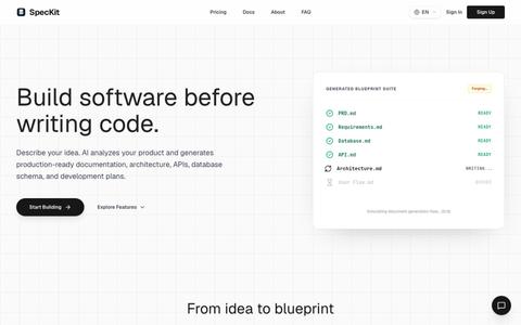 SpecKit — Build software before writing code — screenshot