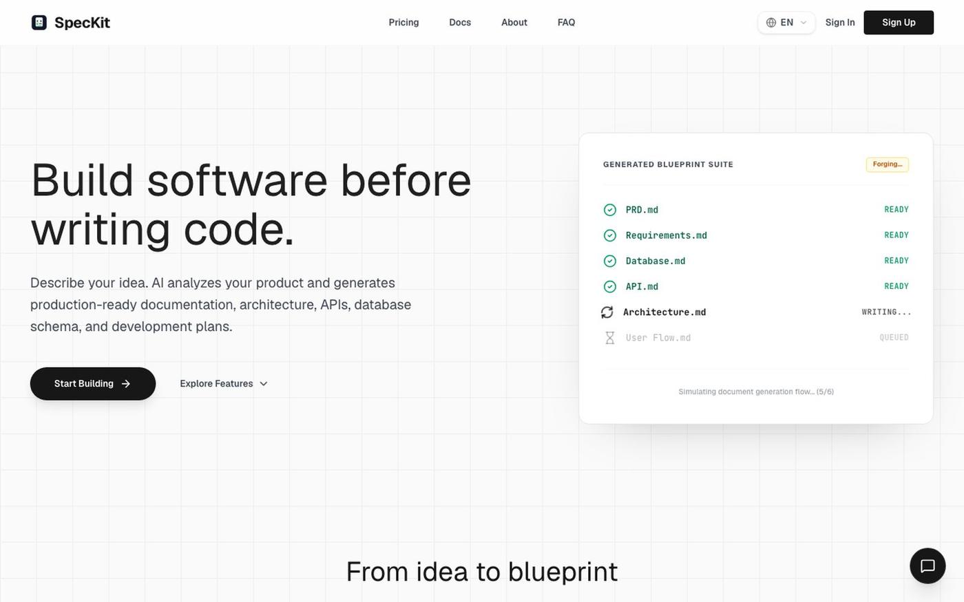 SpecKit — Build software before writing code — screenshot