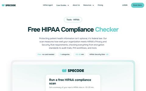 Free HIPAA Compliance Scan with Specode — screenshot