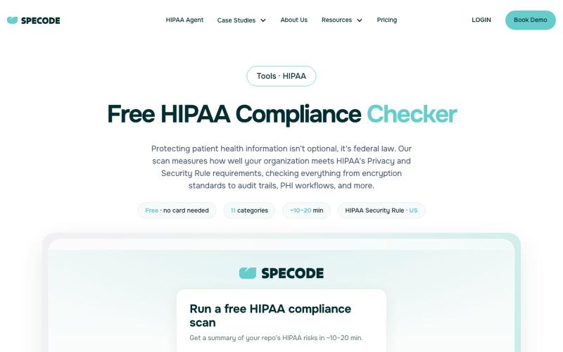 Free HIPAA Compliance Scan with Specode — screenshot